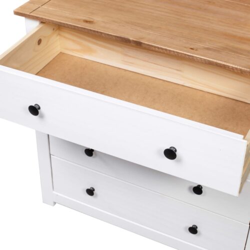 Side Cabinet White 80x40x73cm Pine Panama Range - Image 4