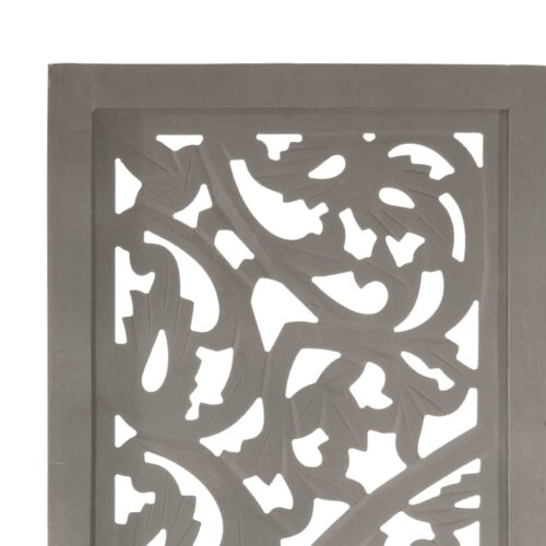 Hand carved 3-Panel Room Divider Grey 120x165cm Solid Mango Wood - Image 3