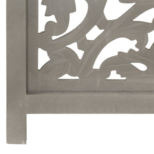 Hand carved 3-Panel Room Divider Grey 120x165cm Solid Mango Wood - Image 5