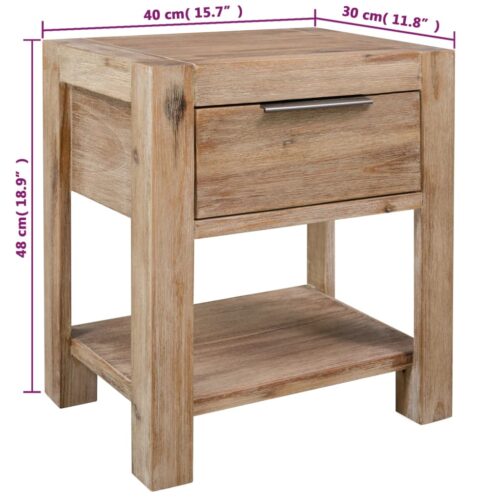 Nightstand with Drawer 40x30x48cm Solid Acacia Wood - Image 6