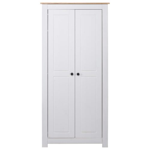 Wardrobe White 80x50x171.5cm Solid Pine Panama Range - Image 2