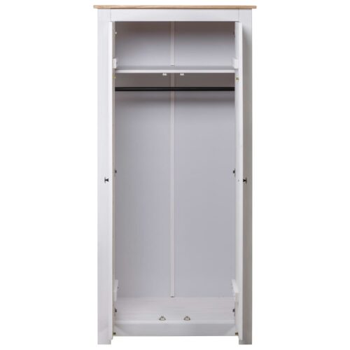 Wardrobe White 80x50x171.5cm Solid Pine Panama Range - Image 3