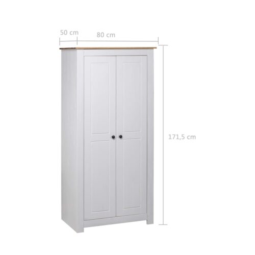 Wardrobe White 80x50x171.5cm Solid Pine Panama Range - Image 6