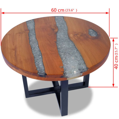 Coffee Table Teak Resin 60cm - Image 10