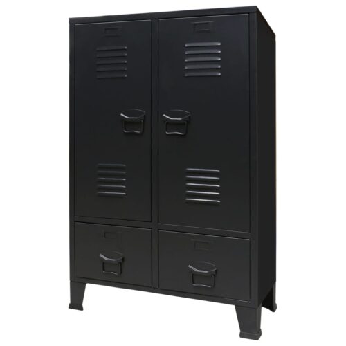 Wardrobe Metal Industrial Style 67x35x107cm Black - Image 11