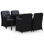 5-Piece Garden Dining Set Black