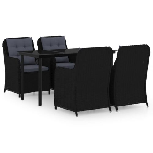 5-Piece Garden Dining Set Black