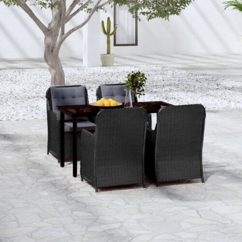 5-Piece Garden Dining Set Black - Image 10
