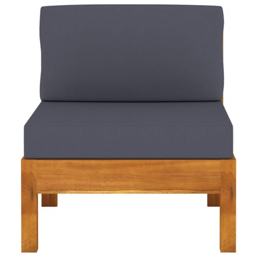 Middle Sofas 2pcs with Dark Grey Cushions Solid Acacia Wood - Image 3