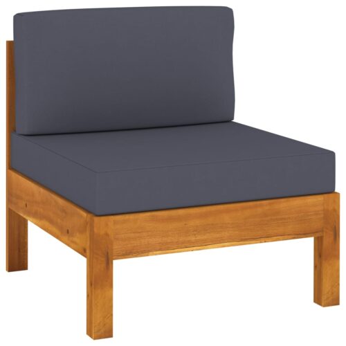 4-Seater Garden Sofa with Dark Grey Cushions Acacia Wood - Image 5
