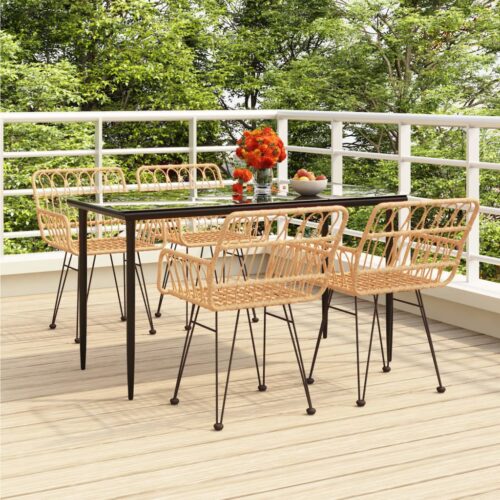 5-Piece Garden Dining Set Poly Rattan Wicker Outdoor Patio Furniture - Image 11