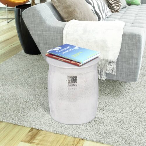 Aluminium Rustic Foot Stool Side Table Storage Display Stand Seat Polish Silver - Image 2
