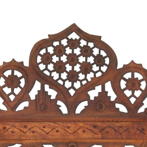 Hand Carved 3-Panel Room Divider Brown 120x165cm Solid Mango Wood - Image 3