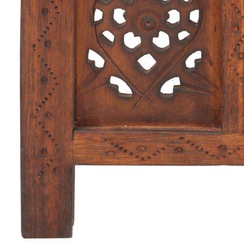 Hand Carved 3-Panel Room Divider Brown 120x165cm Solid Mango Wood - Image 5