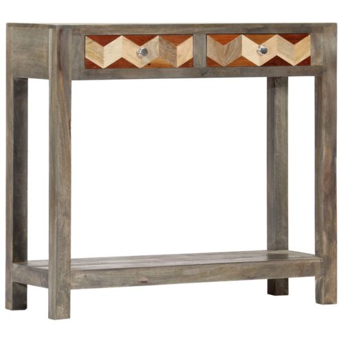 Console Table Grey 86x30x76cm Solid Mango Wood - Image 9