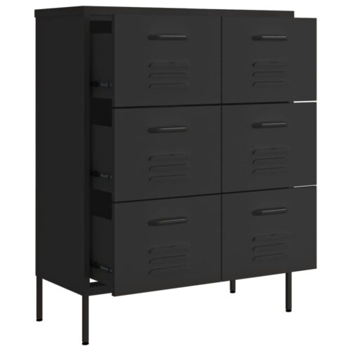 Drawer Cabinet Black 80x35x101.5cm Steel - Image 6