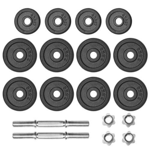 18-Piece Dumbbell Set 30 kg Cast Iron Weight Training Bench Press Home Gym Fitness Exercise - Image 2