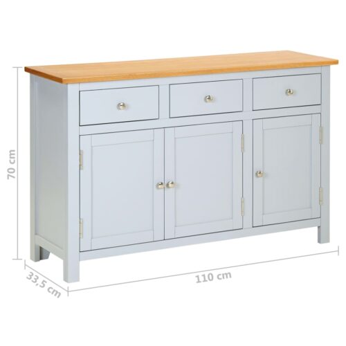 Sideboard 110x33.5x70cm Solid Oak Wood - Image 9