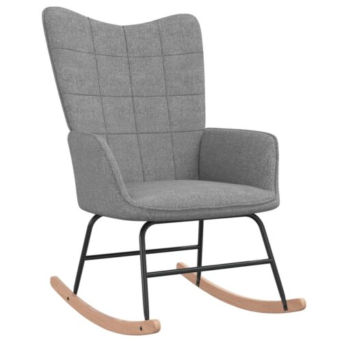 Rocking Chair with a Stool Light Grey Fabric - Image 3