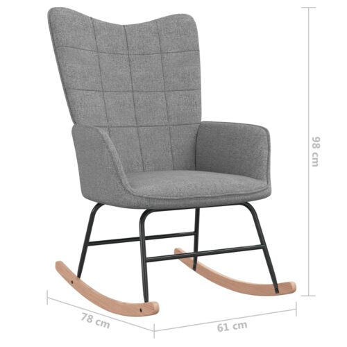 Rocking Chair with a Stool Light Grey Fabric - Image 8