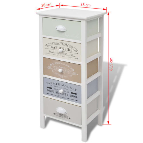 French Storage Cabinet 5 Drawers Wood - Image 6
