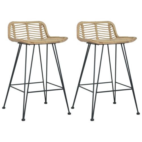 Bar Chairs 2pcs Natural Rattan