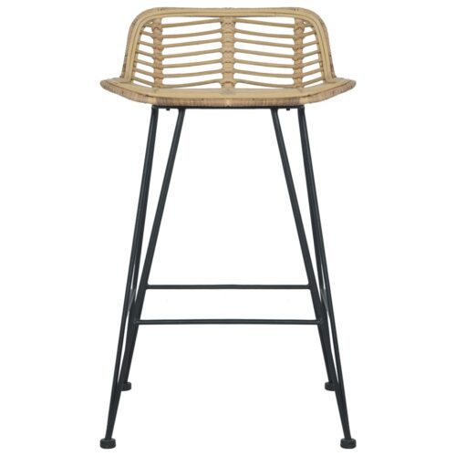 Bar Chairs 2pcs Natural Rattan - Image 3