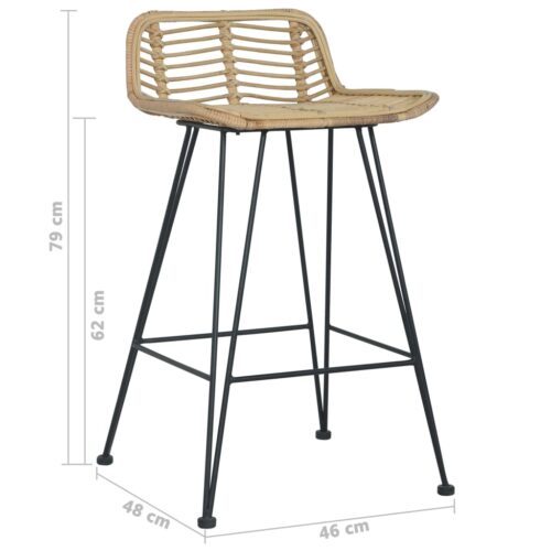 Bar Chairs 2pcs Natural Rattan - Image 8
