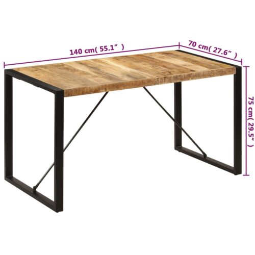 Dining Table 140x70x75cm Solid Mango Wood - Image 8