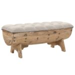 Rustic Wood Timber Storage Bench Bed End Ottoman Linen Box Cushion Seat 103x51x44cm