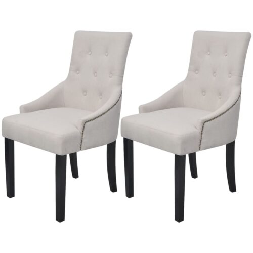 Dining Chairs 2pcs Cream Grey Fabric