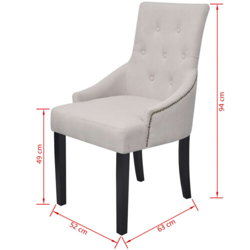 Dining Chairs 2pcs Cream Grey Fabric - Image 7