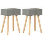 Bedside Tables 2pcs Grey Solid Pinewood