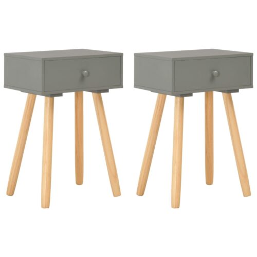 Bedside Tables 2pcs Grey Solid Pinewood