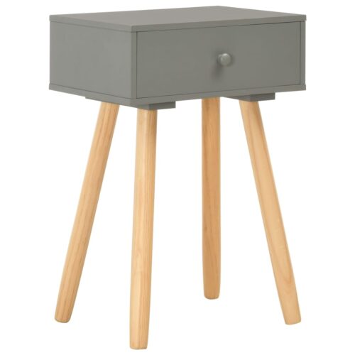 Bedside Tables 2pcs Grey Solid Pinewood - Image 2