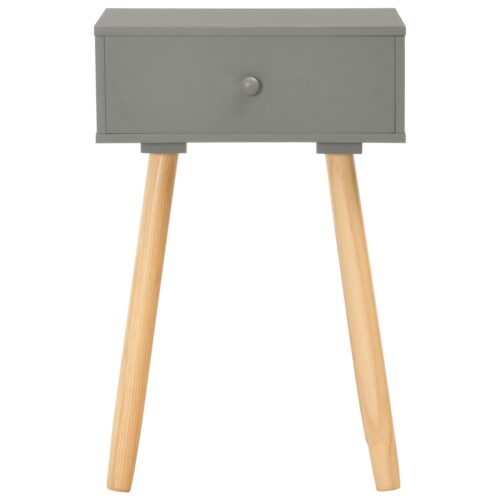 Bedside Tables 2pcs Grey Solid Pinewood - Image 3