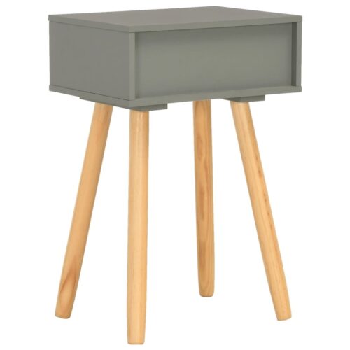 Bedside Tables 2pcs Grey Solid Pinewood - Image 4
