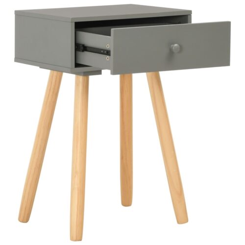 Bedside Tables 2pcs Grey Solid Pinewood - Image 5