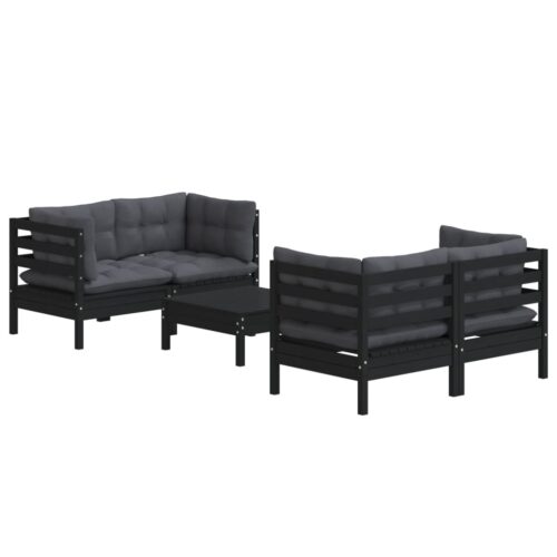 5-Piece Garden Lounge Set with Anthracite Cushions Pine Wood Outdoor Patio Furniture - Image 9