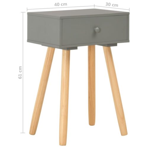 Bedside Tables 2pcs Grey Solid Pinewood - Image 9
