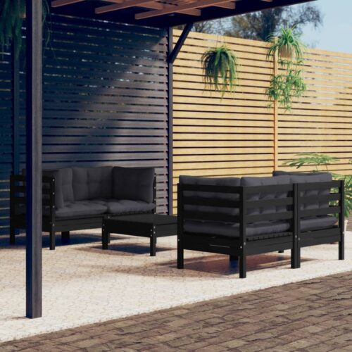 5-Piece Garden Lounge Set with Anthracite Cushions Pine Wood Outdoor Patio Furniture - Image 10
