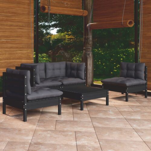 5-Piece Garden Lounge Set with Cushions Pine Wood Outdoor Patio Furniture - Image 11