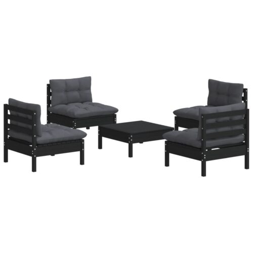 5-Piece Garden Lounge Set with Anthracite Cushions Pine Wood Outdoor Patio Furniture - Image 9