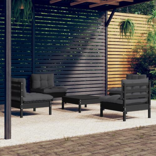 5-Piece Garden Lounge Set with Anthracite Cushions Pine Wood Outdoor Patio Furniture - Image 10