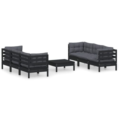 7-Piece Garden Lounge Set with Anthracite Cushions Pine Wood Outdoor Patio Furniture