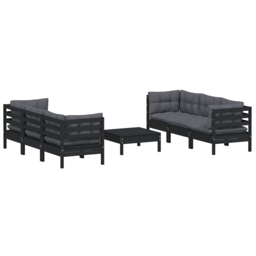 7-Piece Garden Lounge Set with Anthracite Cushions Pine Wood Outdoor Patio Furniture - Image 3