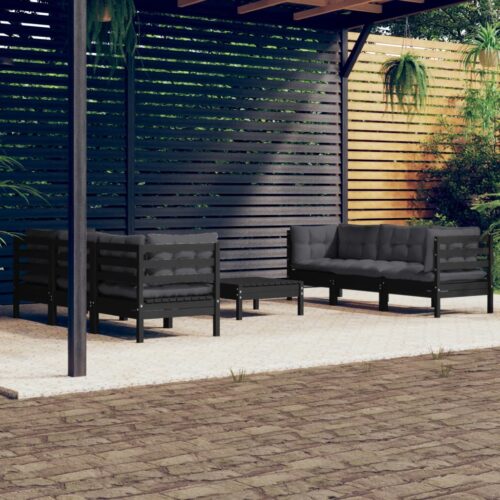 7-Piece Garden Lounge Set with Anthracite Cushions Pine Wood Outdoor Patio Furniture - Image 12