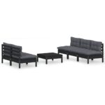 6-Piece Garden Lounge Set with Anthracite Cushions Pine Wood Outdoor Patio Furniture