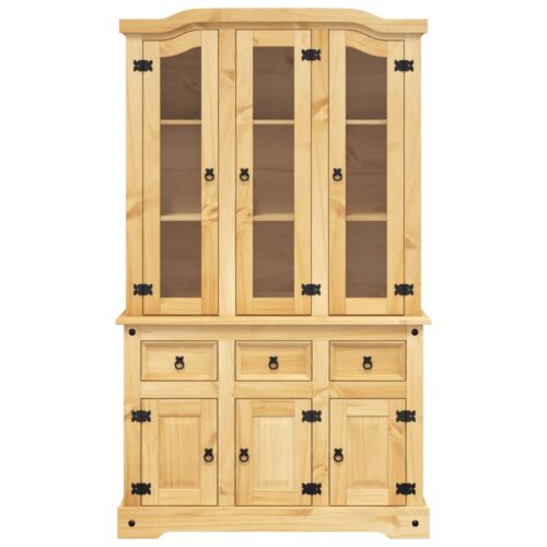 Highboard Corona Brown 112x43x196cm Solid Wood Mexican Pine - Image 3