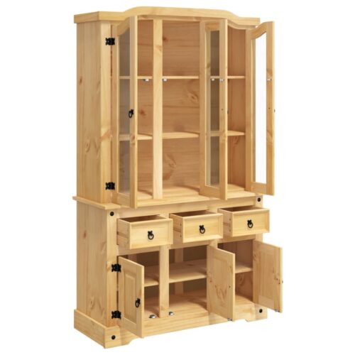 Highboard Corona Brown 112x43x196cm Solid Wood Mexican Pine - Image 4